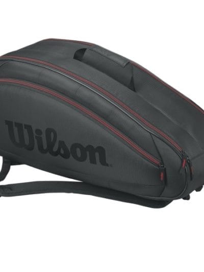 Fitness Mania - Wilson Federer Team 6 Pack Tennis Racquet Bag - Black/Red