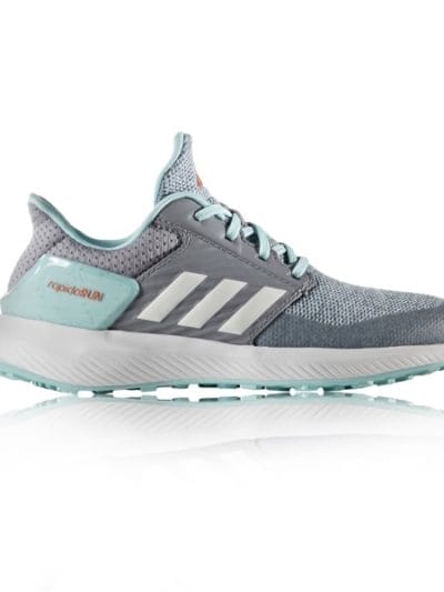 Fitness Mania - Adidas RapidaRun - Kids Girls Running Shoes - Grey/White/Clear Aqua