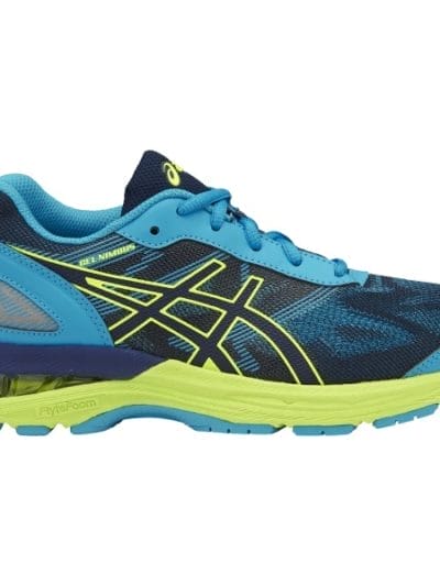 Fitness Mania - Asics Gel Nimbus 19 GS - Kids Boys Running Shoes - Indigo Blue/Safety Yellow/Island Blue