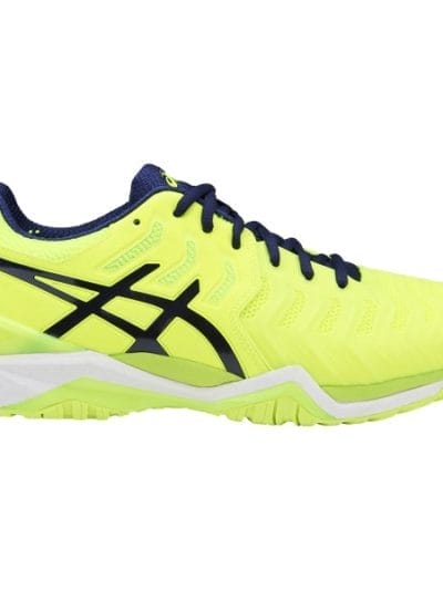 Fitness Mania - Asics Gel Resolution 7 - Mens Tennis Shoes - Safety Yellow/Indigo Blue/White