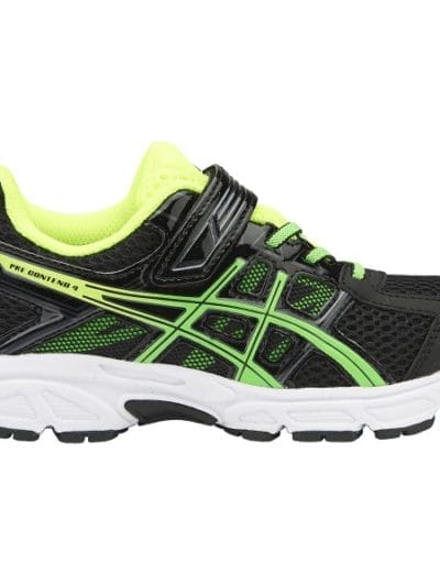 Fitness Mania - Asics Pre Contend 4 PS - Kids Boys Running Shoes - Black/Green Gecko/Safety Yellow