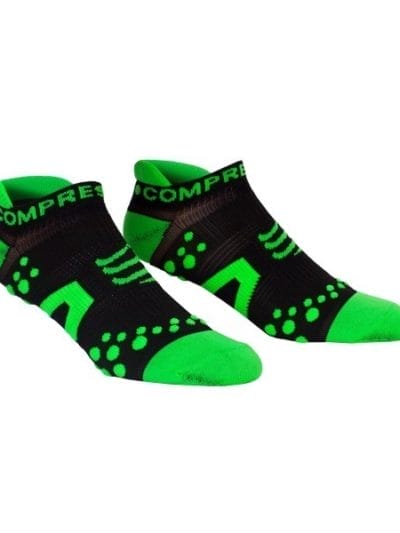 Fitness Mania - Compressport V2 Low Cut Socks 3-Pack - Black/Green