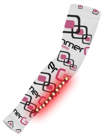 Fitness Mania - Glimmer Gear LED High Visibility Arm Sleeves - White/Pink