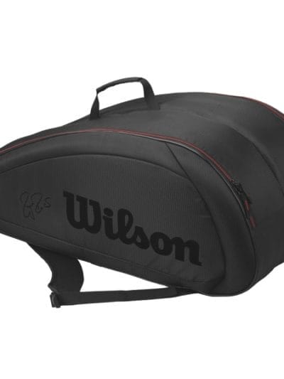 Fitness Mania - Wilson Federer Team 12 Pack Tennis Racquet Bag - Black/Red