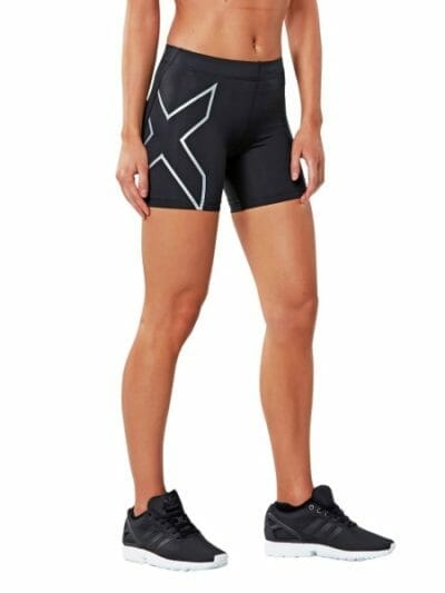 Fitness Mania - 2XU 5 Inch Womens Compression Shorts - Black/Silver