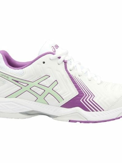 Fitness Mania - Asics Gel Game - Womens Netball Shoes - White/Paradise Green/Campanula