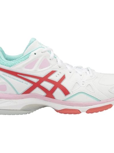 Fitness Mania - Asics Gel Netburner 18 (D) - Womens Netball Shoes - White/Diva Pink/Aqua Splash