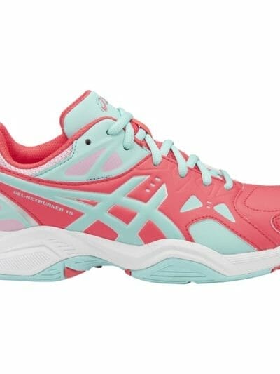 Fitness Mania - Asics Gel Netburner 18 GS - Kids Girls Netball Shoes - Diva Pink/Aqua Splash/Pale Pink