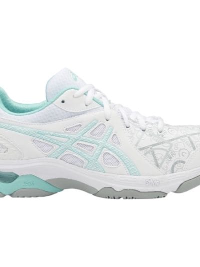 Fitness Mania - Asics Gel Netburner Academy 7 - Womens Netball Shoes - White/Snow/Aqua Splash