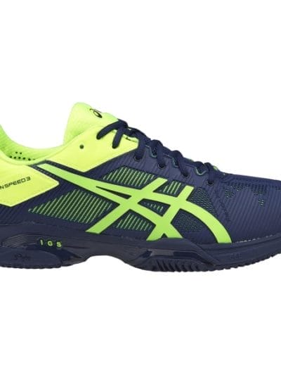 Fitness Mania - Asics Gel Solution Speed 3 Herringbone - Mens Tennis Shoes - Indigo Blue/Safety Yellow