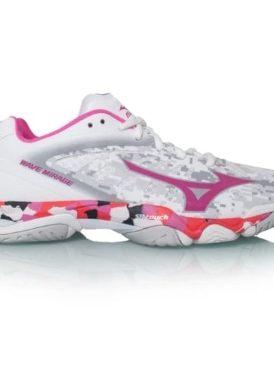 Fitness Mania - Mizuno Wave Mirage - Womens Netball Shoes - White/Electric/Diva Pink