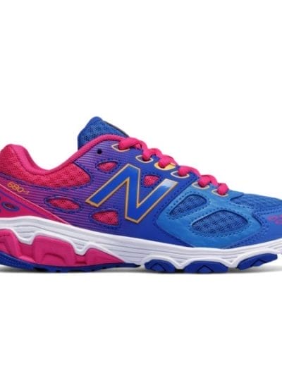 Fitness Mania - New Balance 680v3 - Kids Girls Running Shoes - Blue/Pink