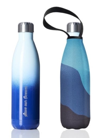 Fitness Mania - BBBYO Future Stainless Steel Bottle + Big Blue Carry Cover - 750ml - Blue/White