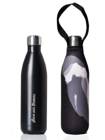 Fitness Mania - BBBYO Future Stainless Steel Bottle + Black Wave Carry Cover - 750ml - Black