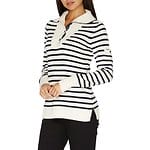 Fitness Mania - Stripe Funnel-Neck Button-Close Sweater