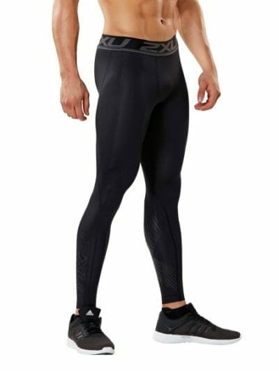 Fitness Mania - 2XU Accelerate Mens Compression Tights - Black/Arrow Stripe Nero