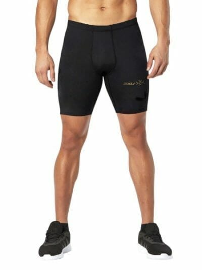 Fitness Mania - 2XU MCS Mens Football/Soccer Compression Half Shorts - Black/Gold