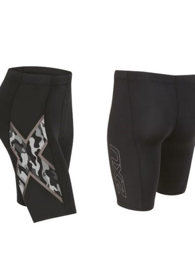 Fitness Mania - 2XU Mens Compression Shorts - Black/Camo Greyscale