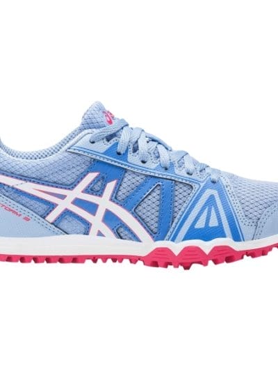 Fitness Mania - Asics Gel Firestorm 3 - Kids Girls Waffle Racing Shoes - Airy Blue/White/Rouge Red