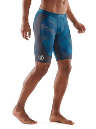 Fitness Mania - Skins DNAmic Mens Compression Half Tights - Leviathan/Atmos + Free Gym Bag