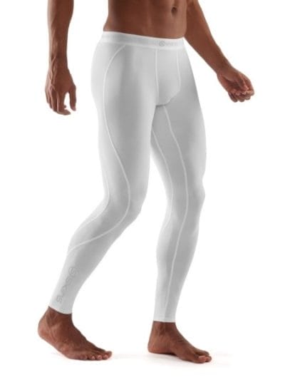 Fitness Mania - Skins DNAmic Mens Compression Long Tights - White + Free Gym Bag