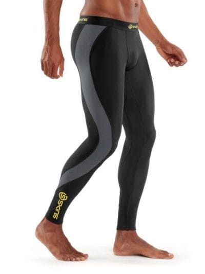 Fitness Mania - Skins DNAmic Mens Thermal Compression Long Tights - Black/Pewter/Yellow