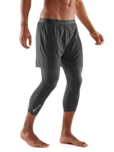 Fitness Mania - Skins DNAmic Superpose Mens Compression 3/4 Tights With Shorts - Tarmac + Free Gym Bag