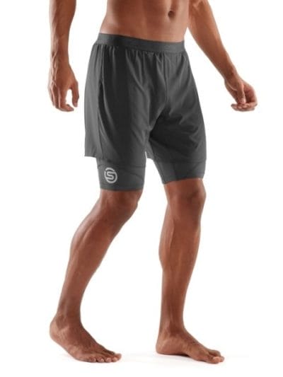 Fitness Mania - Skins DNAmic Superpose Mens Compression Half Tights With Shorts - Tarmac + Free Gym Bag