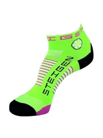 Fitness Mania - Steigen Quarter Length Running Socks - Fluro Green/Purple