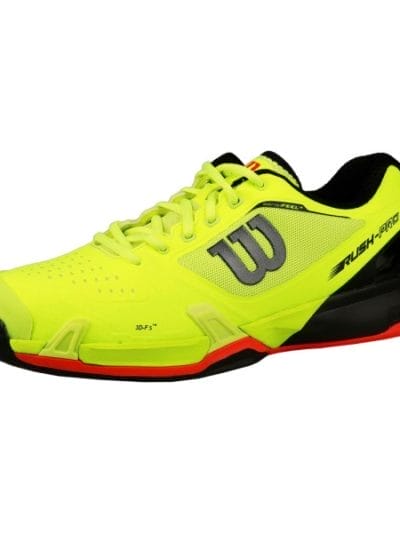 Fitness Mania - Wilson Rush Pro 2.5 CC Mens Tennis Shoes - Safety Yellow/Black/Coral