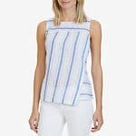 Fitness Mania - SLEEVELESS LINEN-BLEND STRIPED PANEL TOP