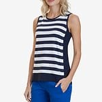 Fitness Mania - SLEEVELESS STRIPED MIXED MEDIA TOP