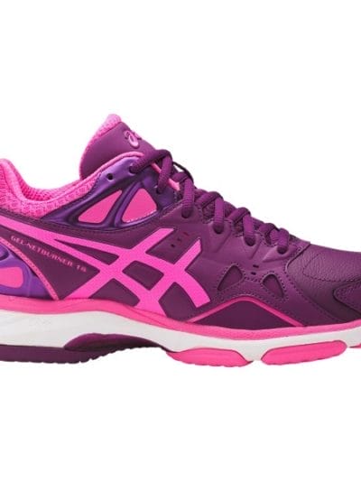 Fitness Mania - Asics Gel Netburner 18 (D) - Womens Netball Shoes - Prune/Hot Pink/White