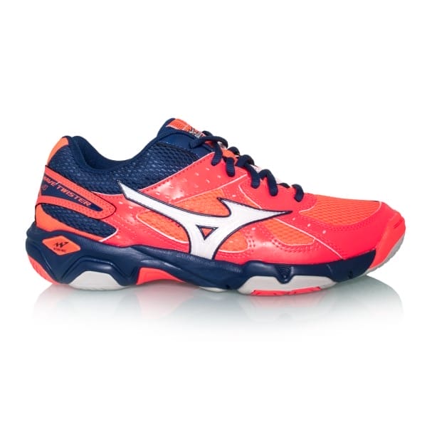 Fitness Mania - Mizuno Wave Twister 4 - Womens Netball Shoes - Fiery Coral/Blue Depths