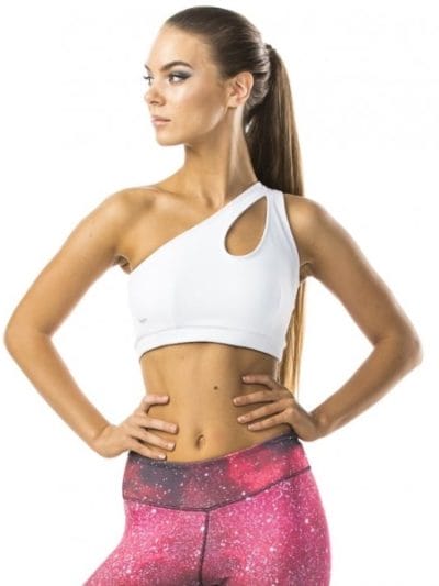 Fitness Mania - Pink Sun One Shoulder Top - White