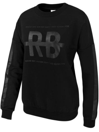 Fitness Mania - Running Bare Heritage Oversized Womens Crew Neck Sweat Shirt - Black