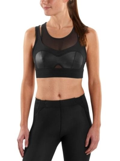 Fitness Mania - Skins A400 Womens Compression Empire Sports Bra - Black + Free Gym Bag