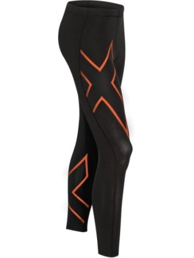 Fitness Mania - 2XU Mens Compression Tights - Black/Sunburst Orange