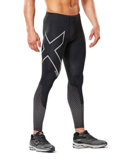 Fitness Mania - 2XU Reflect Mens Compression Tights - Black/Silver Reflective