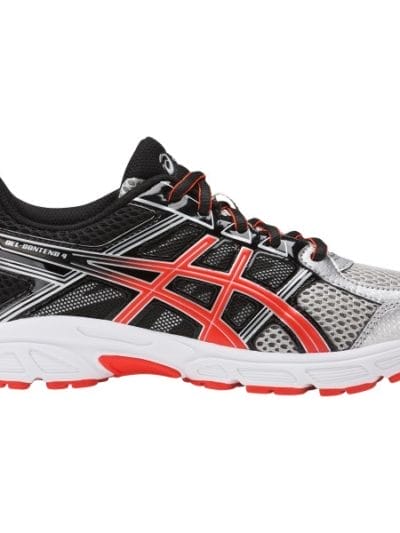 Fitness Mania - Asics Gel Contend 4 GS - Kids Boys Running Shoes - Silver/Cherry Tomato/Black