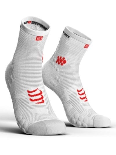 Fitness Mania - Compressport Pro Racing V3.0 - High Cut Running Socks - Smart White