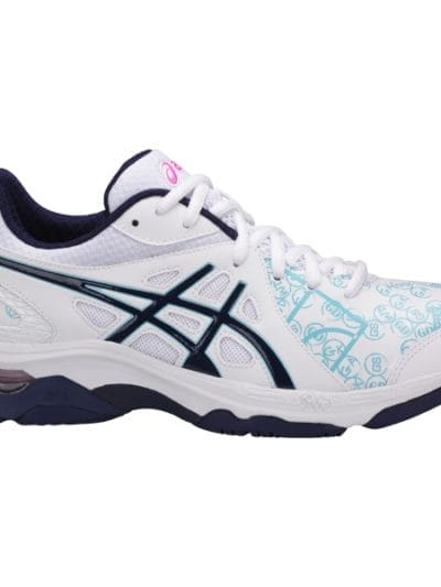 Fitness Mania - Asics Gel Netburner Academy 7 - Womens Netball Shoes - White/Indigo Blue/Hot Pink