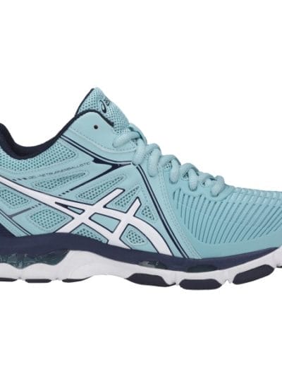 Fitness Mania - Asics Gel Netburner Ballistic MT - Womens Netball Shoes - Porcelain Blue/White/Indigo Blue