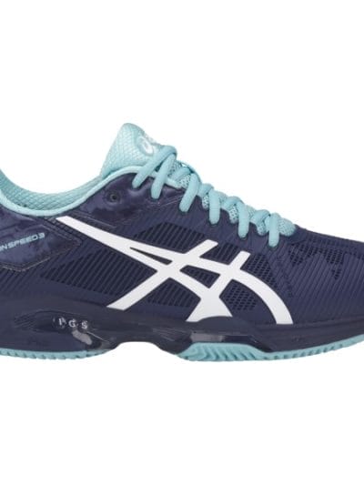 Fitness Mania - Asics Gel Solution Speed 3 Herringbone - Womens Tennis Shoes - Indigo Blue/White/Porcelain Blue