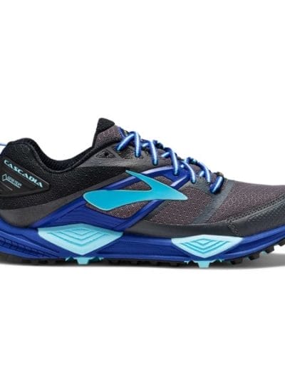 Fitness Mania - Brooks Cascadia GTX 12 - Womens Trail Running Shoes - Black/Ebony/Clematis Blue