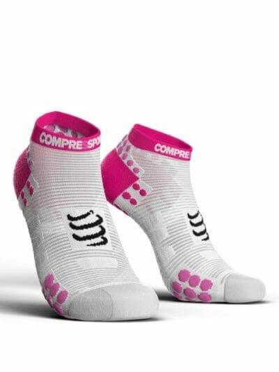 Fitness Mania - Compressport Pro Racing V3.0 - Low Cut Running Socks - White/Pink