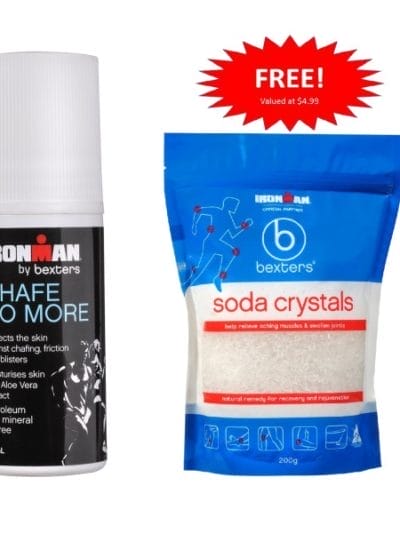 Fitness Mania - Ironman by Bexters Chafe No More Roll-On - 50mL with FREE 200g Bexters Soda Crystals!