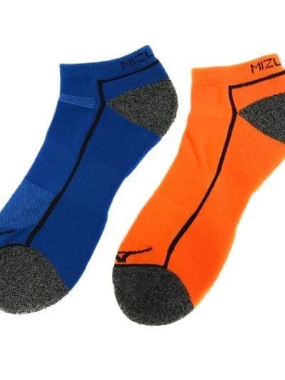 Fitness Mania - Mizuno Active Training Mid Sock - Unisex Running Socks - 2 Pack - Clown Fish/Nautical Blue