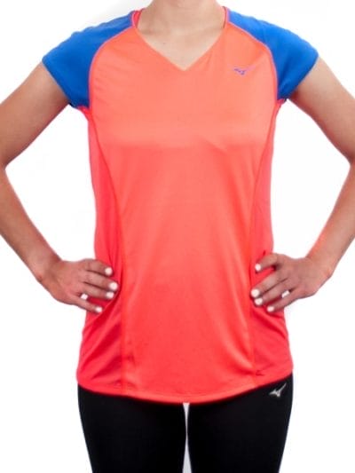 Fitness Mania - Mizuno CoolTouch Phenix Womens Training T-Shirt - Fiery Coral/Dazzling Blue