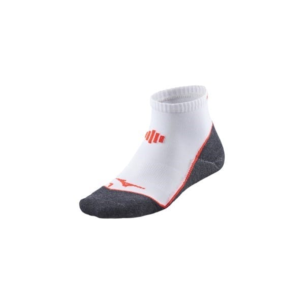 Fitness Mania - Mizuno DryLite Comfort Mid Sock - Unisex Running Socks - White/Fiery Coral
